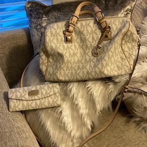 Michael Kors Monogram Satchel Handbag
